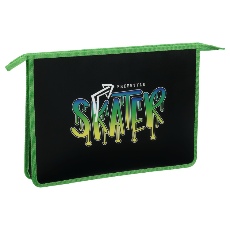 Папка для тетрадей 1 отделение, А4, ArtSpace "Skater", пластик, на молнии, 365809
