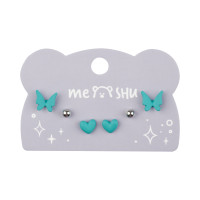 Серьги MESHU, бижутерия, голубые, 3 пары, европодвес, 369285 Серьги MESHU, бижутерия, голубые, 3 пары, европодвес, 369285