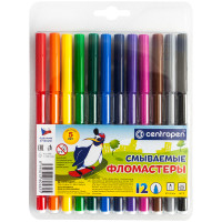 Фломастеры Centropen "Washable", 12цв., смываемые, блистер, 004999