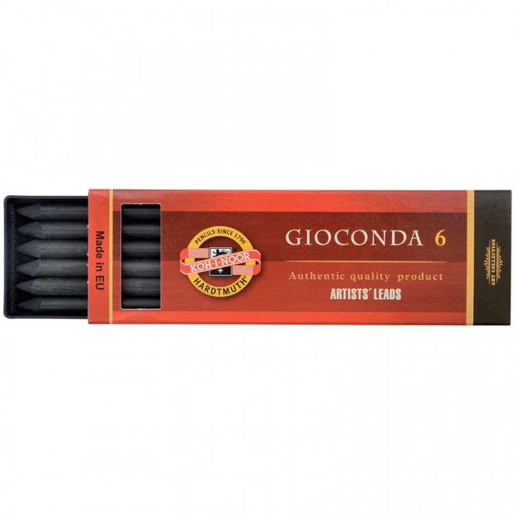 Грифели для цанговых карандашей Koh-I-Noor "Gioconda", H, 5,6мм, 6шт., круглый, пластик. коробка, 298320