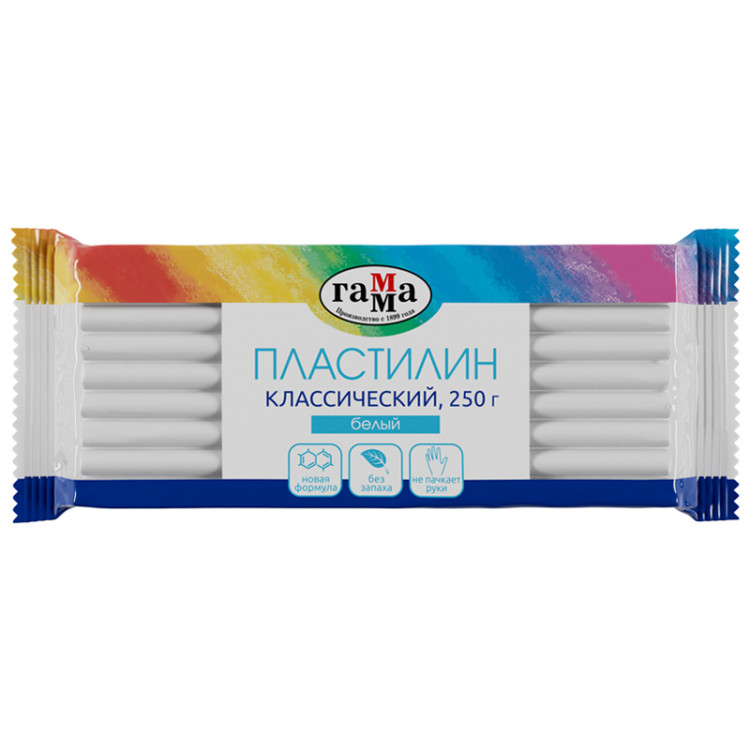 Пластилин Гамма "Классический", белый, 250г, 274068