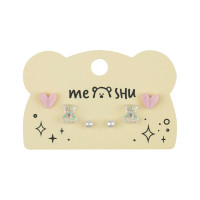Серьги MESHU, бижутерия, нежно-розовые, 3 пары, европодвес, 369286 Серьги MESHU, бижутерия, нежно-розовые, 3 пары, европодвес, 369286
