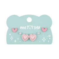 Серьги MESHU, бижутерия, розовые, 3 пары, европодвес, 369287