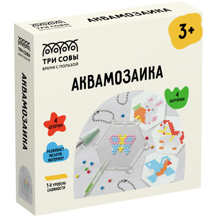 Аквамозаика ТРИ СОВЫ "Животные", набор инструментов, трафареты, картонная коробка 12*12см, 359671 Аквамозаика ТРИ СОВЫ "Животные", набор инструментов, трафареты, картонная коробка 12*12см, 359671