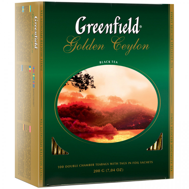 Чай Greenfield "Golden Ceylon", черный, 100 фольг. пакетиков по 2г, 159086