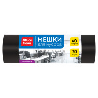 Мешки для мусора 60л OfficeClean ПНД, 60*70см, 15мкм, 20шт., прочные, черные, в рулоне, 344041 Мешки для мусора 60л OfficeClean ПНД, 60*70см, 15мкм, 20шт., прочные, черные, в рулоне, 344041