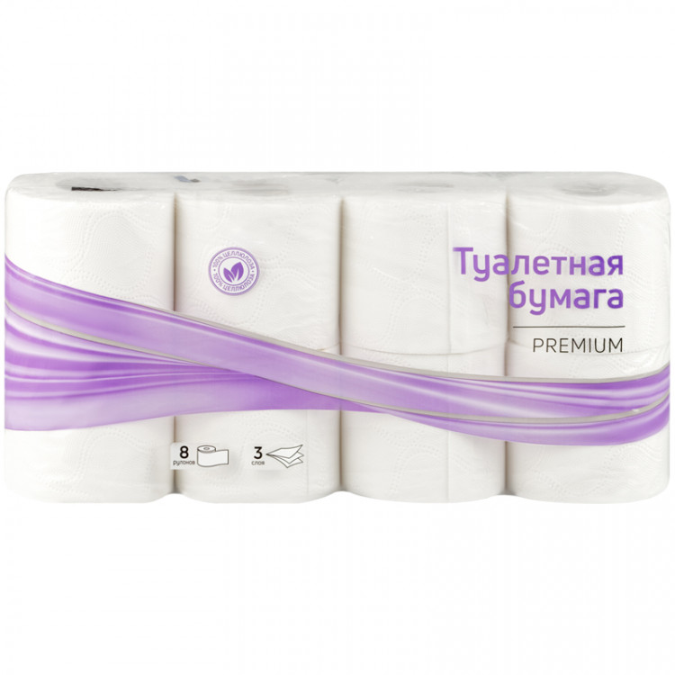 Бумага туалетная OfficeClean, 3-слойная, 8шт., 28,5м/рул., тиснение, белая, 325791