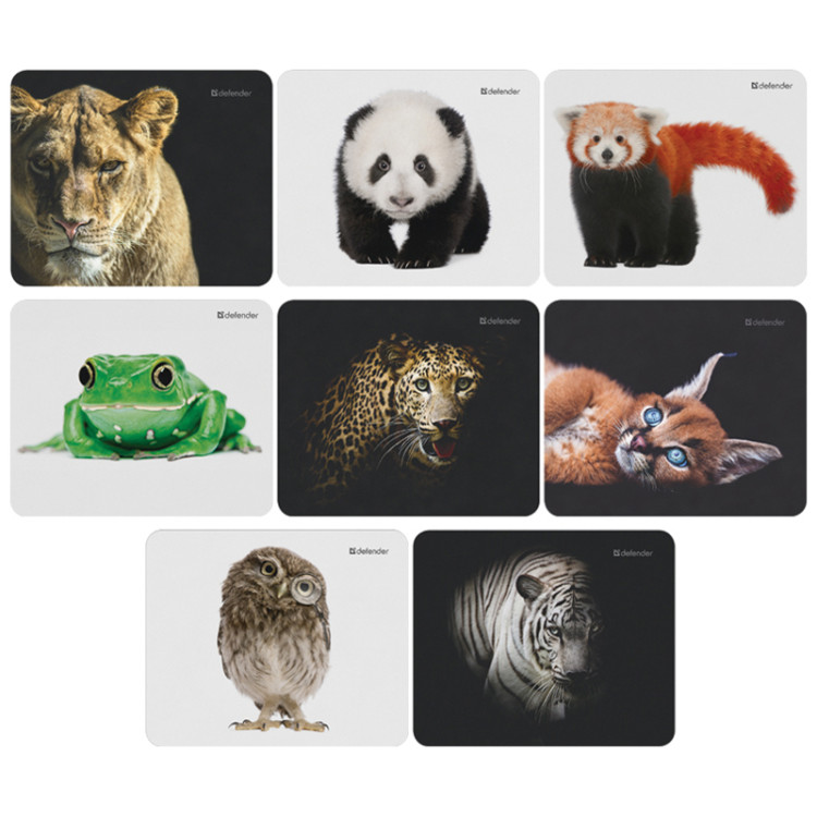 Коврик для мыши Defender Wild Animals 220*180*2мм, ассорти 8 видов, 260623