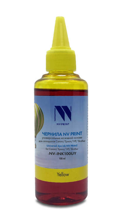 Чернила совм. NV Print универсальные на водной основе для Сanon, Epson, НР, Brother (100 ml) Yellow совместимые, 374644
