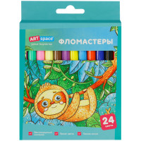 Фломастеры ArtSpace "Милые зверушки", 24цв., смываемые, картон, европодвес, 308036