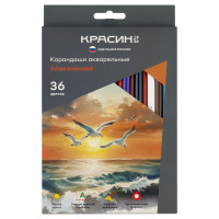 Карандаши акварельные Красин "Айвазовский", 36цв., трехгран., заточен., картон, европодвес, 377116